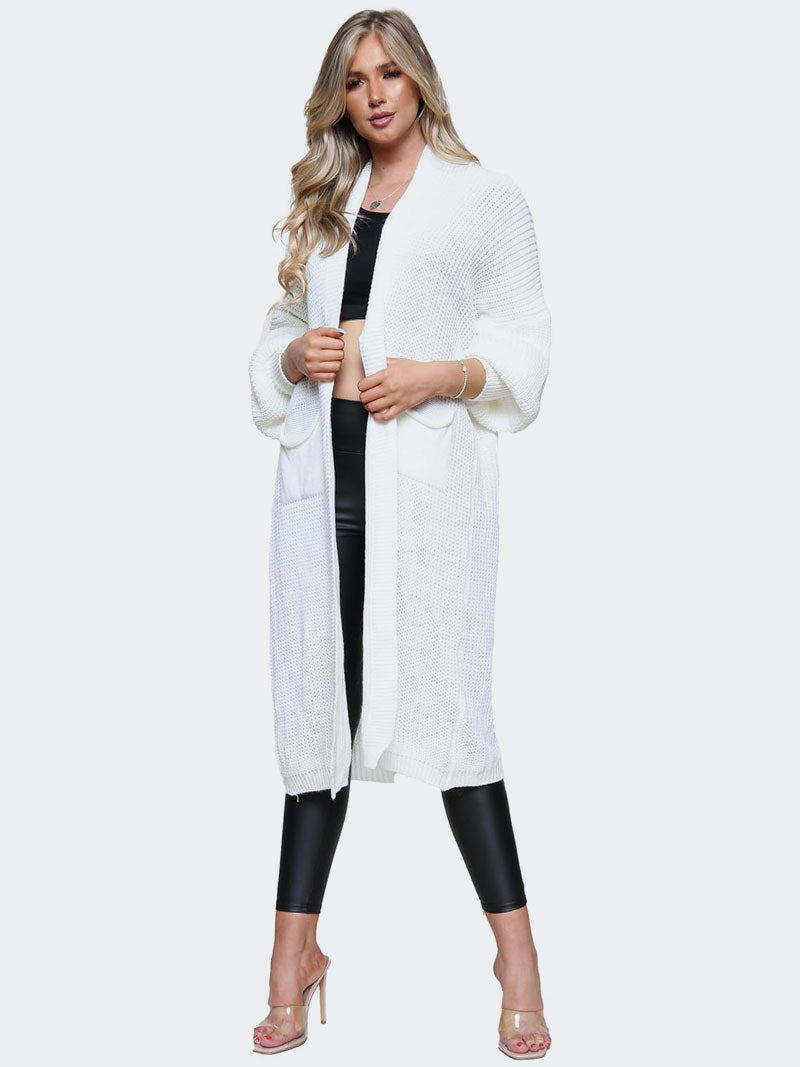 Women's Knit Balloon Sleeve Long Maxi Boyfriend Cardigan