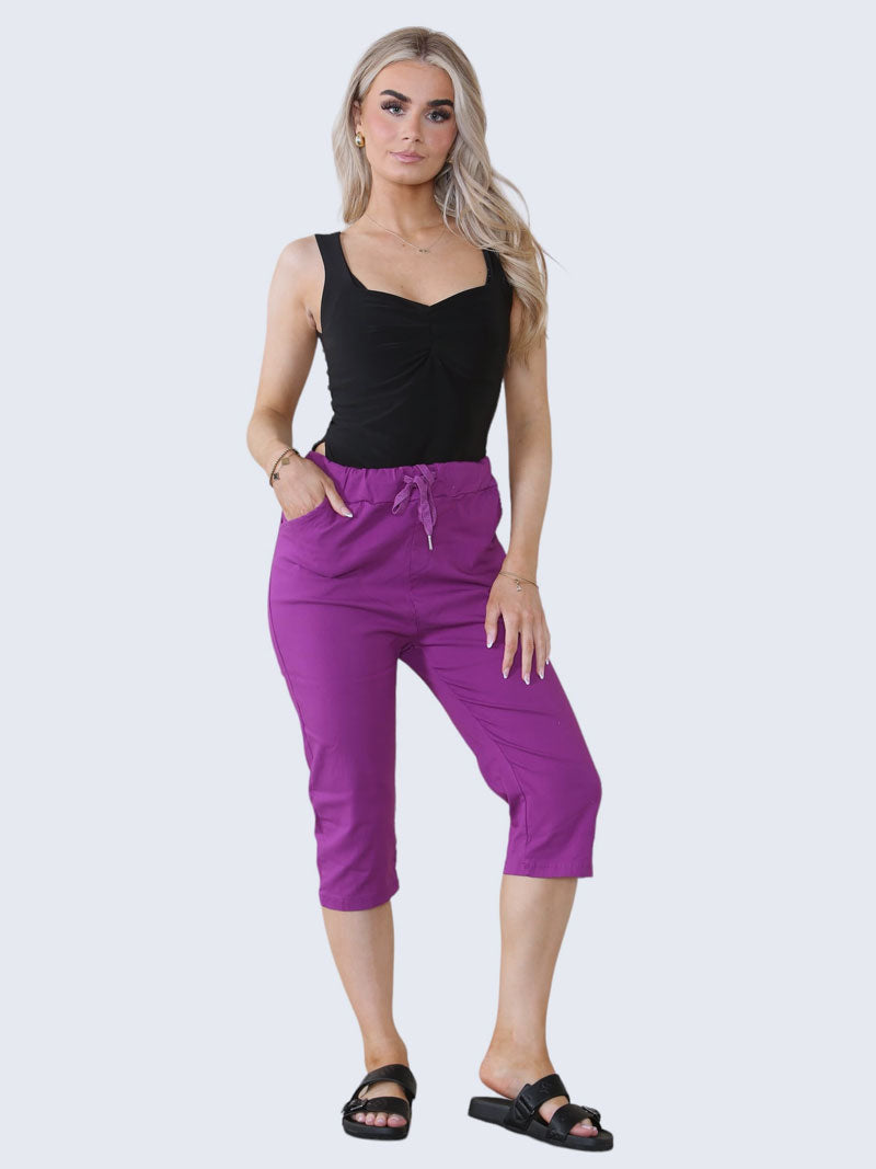 Ladies Plain Magic Italian Shorts