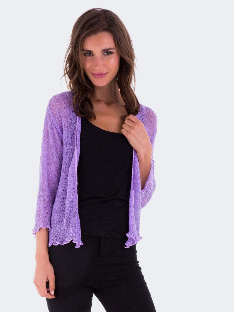 Women's Tie Up Front Knitted Open Bolero Shrug Top