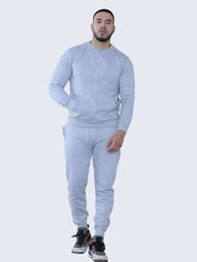 Men Plain Fleece Pullover Sweatshirt and Bottom 2-Pieces Tracksuit Set