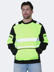 Men Hi Viz Workwear Kangaroo Pocket Pullover Sweatshirt